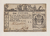 New York Colonial Currency – One Pound, Hugh Gaine American, Engraving and letterpress
