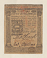 Pennsylvania Colonial Currency – Fifty Shillings, Hall and Sellers, Philadelphia, Pennsylvania American, Engraving and typeset, printed in red and black ink