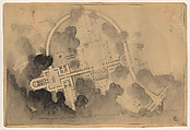 A Group of Buildings for a Private School, site plan, Henry Anthony Jandl  American, Graphite, pen and black ink, and wash
