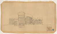 A Theater, section, William Van Alen  American, Graphite, pen and black ink, gray and brown wash