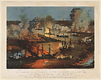 The Splendid Naval Triumph on the Mississippi, April 24th, 1862: Destruction of the Rebel Gunboats, Rams, and Iron Clad Batteries by the Union Fleet under Flag Officer Farragut, Currier &amp; Ives (American, active New York, 1857–1907), Color lithograph