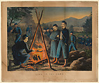Life in Camp – "Preparing for Supper", Thomas Nast  American, born Germany, Hand-colored lithograph