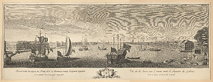 Vue de la Neva vers l'orient entre le chantier des Galeres et la 13me ligne de Wassili ostroff, Mikhail Makhaev  Russian, Etching, engraving