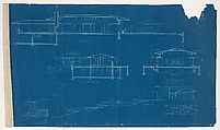 Four Sections and Partial Elevation of Entry Steps, Mr. F. W. Little Summer Dwelling, Minneapolis, Minnesota, Frank Lloyd Wright  American, Blueprint