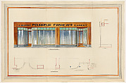 Design for the Façade of the J. Simon Store, Omer Piret  French, Graphite, watercolor, gouache