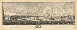 Vue de la Neva vers l'Occident entre l'Eglise de St. Isaac et les batimens du Corps des Cadets, Mikhail Makhaev  Russian, Etching, engraving
