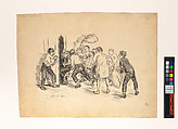 Thrown up against the stairs, for "The Witch: A Story of Chicago's Prison for Juveniles" by Thomas W. Steep, William James Glackens  American, Pen and ink over graphite
