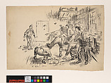 Missiles were projected with gatling-gun rapidity, for "The Witch: A Story of Chicago's Prison for Juveniles" by Thomas W. Steep, William James Glackens  American, Pen and ink over graphite