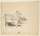 Boy sitting on bed, endpiece for "The Picture on the Wall" by Thomas W. Steep, William James Glackens  American, Pen and ink over graphite