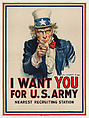 I Want You for the U.S. Army, James Montgomery Flagg American, Color lithograph