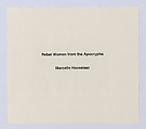 Title page from "Rebel Women from the Apocrypha", Marcelle Hanselaar  Dutch, Letterpress