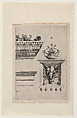 Detail of a cornice at left; a vase on a metope with bucranium at right, Master of 1515 Italian, Engraving with dry-point effect