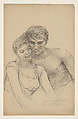 Study of a couple, preparatory for "La Famille" (The Family), Virginie Demont-Breton, Charcoal on paper