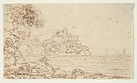 Untitled (Landscape with Castle and Body of Water), Károly Markó the Elder Hungarian, Pen and ink