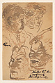 Untitled (Head Studies), Jozsef Rippl-Ronai  Hungarian, Pen and ink