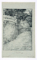 The Railing, Henri Le Sidaner French, Lithograph on blue paper