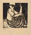 Woman with a Cigarette, Georges Lepape French, Woodcut printed in black and red inks