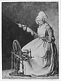 A Woman Spinning Flax, François Bonvin (French, Paris 1817–1888 Saint-Germain-en-Laye), Charcoal on laid paper