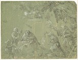 Temptation of St. Anthony (recto); Fantastic Landscape (verso), Attributed to Jan Wellens de Cock (Netherlandish, Leiden ca. 1480–before 1527 Antwerp), Pen, or point of the brush, and gray ink, heightened with white gouache, on green prepared paper; verso: pen and brown ink