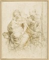 The Holy Family, Jan Gossart (called Mabuse) (Netherlandish, Maubeuge ca. 1478–1532 Antwerp (?)), Pen and two shades of brown ink over remains of black chalk