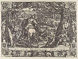 Wild Boar Hunt with Spears, from "Hunting Scenes in Ornamental Frames", After Jan van der Straet, called Stradanus (Netherlandish, Bruges 1523–1605 Florence), Engraving
