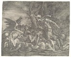 Cadmus killing the Dragon, Léon Davent (French, active 1540–56), Etching