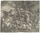 Cadmus killing the Dragon, Léon Davent (French, active 1540–56), Etching