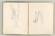 Album of Forty-five Figure Studies, Edgar Degas (French, Paris 1834–1917 Paris), Black chalk on thin, eggshell paper