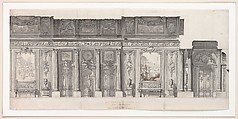 Design for a "Grande Galerie", Jean Charles Delafosse French, Pen and black ink, brush and gray and brown wash, over traces of black chalk.