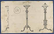 Candle Stands, in Chippendale Drawings, Vol. I, Thomas Chippendale (British, baptised Otley, West Yorkshire 1718–1779 London), Black ink, gray wash