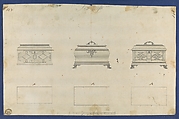 Tea Chests, in Chippendale Drawings, Vol. I, Thomas Chippendale (British, baptised Otley, West Yorkshire 1718–1779 London), Black ink, gray wash