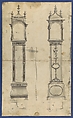 Clock Cases, in Chippendale Drawings, Vol. I, Thomas Chippendale (British, baptised Otley, West Yorkshire 1718–1779 London), Pen and black ink, brush and gray wash