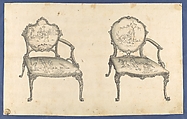 Two French Chairs, in Chippendale Drawings, Vol. I, Thomas Chippendale (British, baptised Otley, West Yorkshire 1718–1779 London), Black ink and gray wash