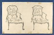 Two French Chairs, in Chippendale Drawings, Vol. I, Thomas Chippendale (British, baptised Otley, West Yorkshire 1718–1779 London), Black ink and gray wash