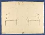 Two French Chairs, in Chippendale Drawings, Vol. I, Thomas Chippendale (British, baptised Otley, West Yorkshire 1718–1779 London), Black ink, gray ink, brown wash