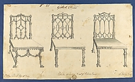 Gothick [Gothic] Chairs, in Chippendale Drawings, Vol. I, Thomas Chippendale (British, baptised Otley, West Yorkshire 1718–1779 London), Black ink, gray ink and gray wash