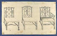 Chinese Chairs, in Chippendale Drawings, Vol. I, Thomas Chippendale (British, baptised Otley, West Yorkshire 1718–1779 London), Black ink, gray ink and gray wash
