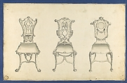Hall Chairs, in Chippendale Drawings, Vol. I, Thomas Chippendale (British, baptised Otley, West Yorkshire 1718–1779 London), Black ink, gray ink and gray wash