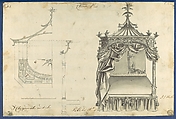 Chinese Bed, in Chippendale Drawings, Vol. I, Thomas Chippendale (British, baptised Otley, West Yorkshire 1718–1779 London), Black ink, gray ink and gray wash