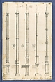 Bed Pillars, in Chippendale Drawings, Vol. I, Thomas Chippendale (British, baptised Otley, West Yorkshire 1718–1779 London), Black ink, gray ink, gray wash