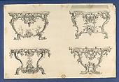 Frames for Marble Slabs, in Chippendale Drawings, Vol. I, Thomas Chippendale (British, baptised Otley, West Yorkshire 1718–1779 London), Black ink, gray ink, gray wash