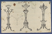 Candle Stands, in Chippendale Drawings, Vol. I, Thomas Chippendale (British, baptised Otley, West Yorkshire 1718–1779 London), Black ink, gray wash