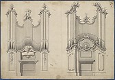 Chamber Organs, from Chippendale Drawings, Vol. II, Thomas Chippendale (British, baptised Otley, West Yorkshire 1718–1779 London), Black ink, gray wash