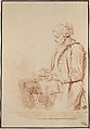 Seated Man Reading, Jean Honoré Fragonard (French, Grasse 1732–1806 Paris), Red chalk
