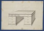 Library Table, from Chippendale Drawings, Vol. II, Thomas Chippendale (British, baptised Otley, West Yorkshire 1718–1779 London), Black ink, gray wash