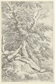 Saint William of Maleval, hands tied with rope fastened to a tree, Salvator Rosa Italian, Etching and Drypoint