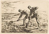 The Diggers, Jean-François Millet French, Etching; fourth state of four
