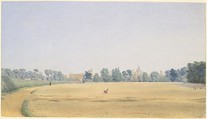 View of University Park looking towards New College, Oxford, William Turner of Oxford (British, Black Bourton, Oxfordshire 1789–1862 Oxford), Watercolor over graphite