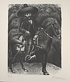 Emilio Zapata on horseback, David Alfaro Siqueiros Mexican, Lithograph
