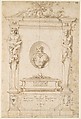 Design for a Tomb with Herms and a Niche with a Bust Portrait, Anonymous, Italian, 16th century Italian, Pen and brown ink, brush and brown wash